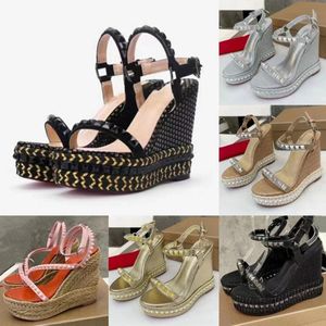 High Heel sandals Women's Genuine Leather Sexy the lazy sandals Open Toe Mules Summer Walk Holiday Casual sandals 35---41size Wedge sandals 12CM