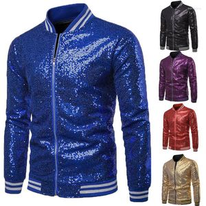 Men's Jackets Gold Sequin Bling Coat Blazer Business Casual Zipper Slim Fit Jacket Formal Male Nightclub Stage Clothers