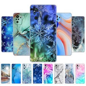 För Xiaomi Redmi Note 10 10S CASE 4G 5G Silicon Cover Pro Global Note10 S Marble Snow Flake Winter Christmas