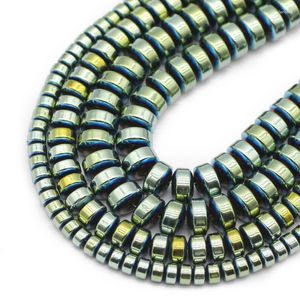 Beads Flat Cylinder Green Hematite Natural Stone Round Spacers Loose For Jewelry Making Diy Bracelet Necklace Findings 3/4/6/8MM
