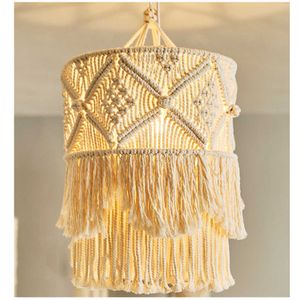 ASHTRAYS BOHO LAMPSHADE TAPESTRY Handgjorda vävda Hem Chandelier Room Lighting Lamp Decoration Macame Accessories Nordic Bedroom Bohemia X0627