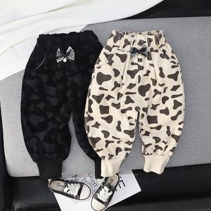 Spring Kids Girls Baby Clothes Leopard Print Elastic Band Drawning Mouth Harem Trouser For Children Girls Cloth Out Wear Pants