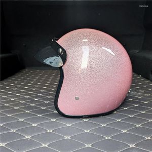 Motosiklet Kaskları Parlatıcı Pembe Vintage Kask Açık Yüz Dot Onaylı Retro Moto Casco Capacete Motociclistas CE