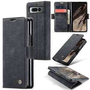 CaseMe Shockproof Retro Leather Matte Flip Stand Wallet Cases for Google Pixel Fold Vintage Card Slots Holder Phone Cover