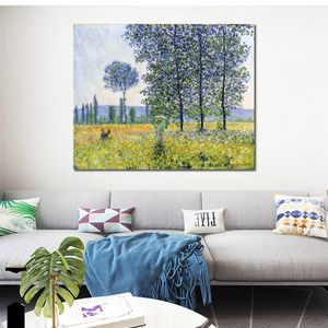 Handmade Canvas Art Sunlight Effect Under The Poplars Claude Monet Painting Impressionist Landscape Artwork Bathroom Decor