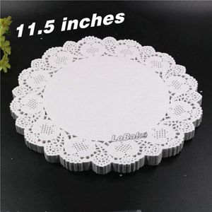 Whole- 160 pz / pacco Nuovo 11 5 pollici a forma di fiore rotondo bianco design vuoto centrini di pizzo di carta tovaglietta per set da cucina de tab200Y