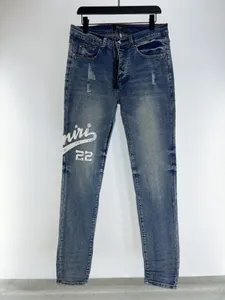 Jeans masculino designer smens Jean Hombre calças masculinas 22 figura patchwork rasgado para tendência marca motocicleta calça masculina skinny cowboy calças
