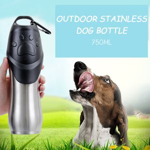 Ciotole per gatti Alimentatori Bottiglia per animali domestici 750 ML Dispenser per ciotola da viaggio per cani in acciaio inossidabile di sicurezza portatile ad alta capacità Acqua potabile per cani all'aperto 230715