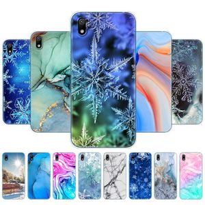 Für Huawei Y5 2019 Hülle 5,71 Zoll Silikon TPU Rückseite Handyhülle Y5 Taschen Stoßstange Marmor Schneeflocke Winter Weihnachten