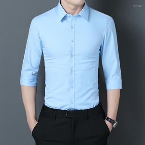Erkekler Elbise Gömlek 2023 Sıradan Gömlek Moda Trendi Korece Versiyon İnce yakışıklı düz renkli iş ziyafet düğün -m -5xl