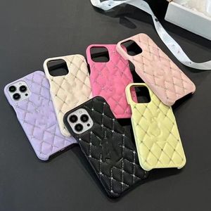 Designer Telefonfodral för iPhone 14 Pro Max 13 Mini 12 Set 11 Max Plus XS XR X 7 8 6 Plus Wind Luxury Flash Leather Soft Shell Temperament Large Hole Phone Case