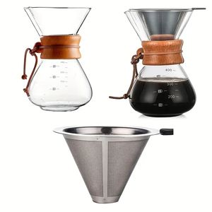 1pc, caffettiera in vetro, caffettiera in vetro, caffettiera riutilizzabile, caffettiera in vetro lavabile creativa, caffè fatto a mano per la casa