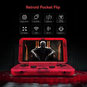 Portabla spelspelare Retroid Pocket Flip 4.7 -tums pekskärm Handhållen spelspelare 4G128G WiFi Android 11 Videospelkonsol 5000mAh Active Cooling 230715