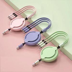 3 In 1 Stretch Cable Charging Cables 1M Retractable Convenient Storage Line For Android Type C samsung huawei Phones