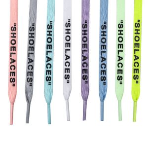 Sko delar tillbehör Flat Shoelaces Classic Shoe Laces Off Unisex Shoe Strings passar Fashion Sports Shoelace Casual Luminous Letter Printing White 230715