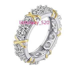 Anéis de banda Cross Full Moissanite XO Diamond Rings 925 Silver Sterling Cross Noivado Alianças de Casamento Anel