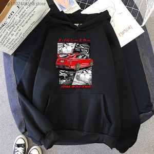 Heren Hoodies Sweatshirts Initiële D JDM Red Subie Hoodie Mannet Mannet Winterkleding Anime Japan Stijl Impreza WRX STI Gedrukt Sweatshirt Harajuku Grafische tops 230715