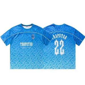 Trapstar High Quality T-shirt Summer Short Sleeve Football Jersey Loose Mesh Quick Dry Gradient Kort ärm T-shirt D1