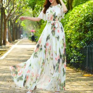 Ethnic Clothing Maxi Dress Boho Women Flowers Print Holiday Summer Floral Beach Loose Evening Party PLus Size Oversized Robe Vestidos