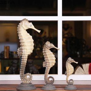 Ashtrays Seahorse Statue Crafts Living Room Decoration Furnishings Marine Animal Artwork Sculpture Seahorse Ornaments Modern Home Decor x0627
