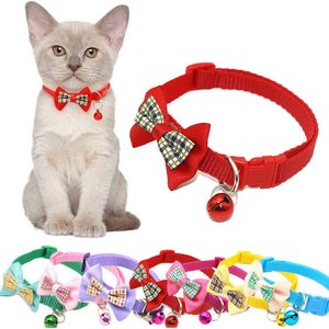 Multicolor Cute Dogs Cat Bell Positioning Collar Teddy Bomei Dog Cartoon Bow Bowknot Justerbar spänne Krage Leads Necklace Pet Supplies EW0055