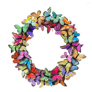 Fiori decorativi Ghirlanda di farfalle Impiccagioni artificiali Decorazioni per porte d'ingresso primaverili Foglie verdi Farfalle Ghirlanda di plastica