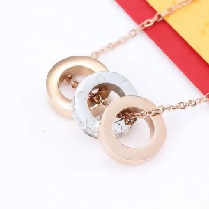 Lady pendant necklace for woman plated silver luxury necklace fashion jewelry double rings valentines day gifts chains Necklaces classic design diamond necklaces