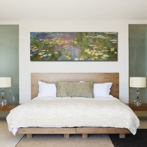 Arte su tela Claude Monet Pittura Ninfee Vii Opera d'arte fatta a mano Decorazione vibrante per cantina