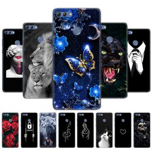 Soft Phone Shell Case For Huawei P Smart 2018 Enjoy 7S TPU Silicon Back Cover 360 Full Protective Printing Transparent Bag