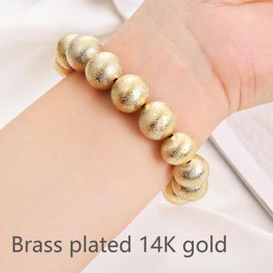 Pulseiras de miçangas grandes banhadas a ouro 14k e 14 mm para homens e mulheres pulseira fashion