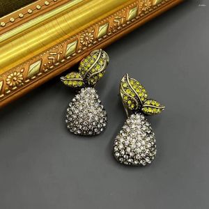 Necklace Earrings Set Medieval Vintage Jewelry Drill Temperament French Covered With Yellow Pear Fruit Stud