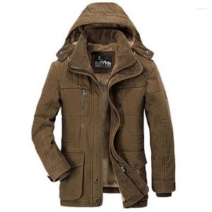 Hunting Jackets Winter Men's Cotton-padded Jacket Mid-length Plus Velvet Thick Multi-pocket Padded Brand Coat