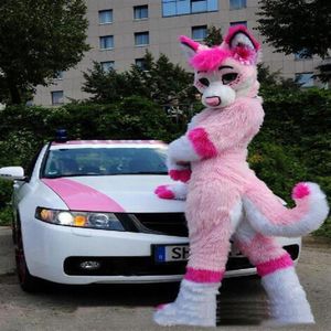 2019 fábrica ohlees imagem real po rosa Fursuit Husky Wolf halloween trajes de mascote personagem cabeça festa chique cos321J