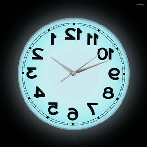 Wall Clocks LED Lighting Clock Runs Counter Clockwise And Reverse Modern Design Home Decor Backwards With Backlight For Bedroom