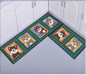 カーペット動物かわいいパグ犬プリントフランネルフロアマットバスルーム装飾カーペットリビングルームキッチンウェルカムドアマットカルペット