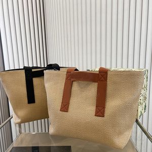 Kvinnors designer Fashion Beach Bags Shoulder Bag Luxury Personlighet Straw Minimalistisk atmosfär Högkvalitativ Kvinnor äkta lädervävd väska