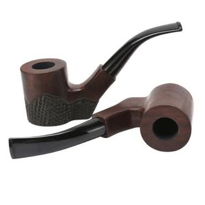 Solid Black Wood Ebony Hand Tobacco Cigarette Smoking Pipe Hammer Filter Wooden Flower Patterns Tool Smoking Accessories