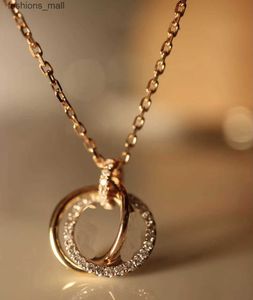 Collana Fashion Love trinity gioielli firmati diamante collana a tre cerchi per donna ciondolo in oro rosa platino regalo di nozze in acciaio inossidabile alla moda B7013700