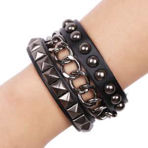 Trendy Leather Width Cuff Bracelet For Men Women Male Famale Genuine Leather Punk Bangle Jewelry Black Brown Stock Gift