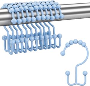 12 pezzi / set colori misti Anello per tende da doccia Rullo in metallo Anti-ruggine Balance Glide Ganci per tende da doccia antigoccia