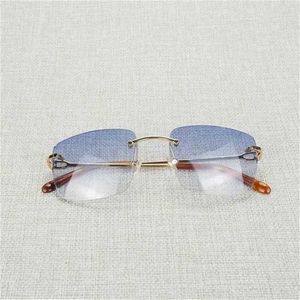 Vintage Randlose Herren Damen Metallrahmen Quadratische Brillen Schattierungen Oculos Gafas für Outdoor Club Zubehör 011BKajia Neu