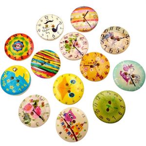 50PC Vintage Wood Clock Sewing Accessories Buttons 2 Holes Sewing Scrapbooking Crafts Accessories for Clothes Bags 40SP18283p