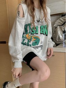 Women's Hoodies Irregular Off Shoulder Oversize Sweatshirts Women 2023 Spring Autumn Vintage Loose Pullover Korean Streetwear Long Sleeve