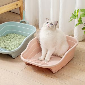 Andra kattförsörjningar PET CAT LUTBOX Stor Höjda deodorant Cat Toalett Splash-Proof med Cat Lull Shovel Open Cat Litter Box Pet Supplies 230715