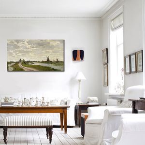 Mulini a vento dipinti a mano su tela con texture a Haaldersbroek Zaandam Claude Monet Dipinto Still Life Dining Room Decor