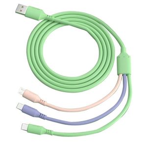 3 In 1 Liquid silicone Cables 1.2M Multi colors USB Fast Charging Cable Type C Android Charger Cord For xiaomi Samsung Huawei Phones