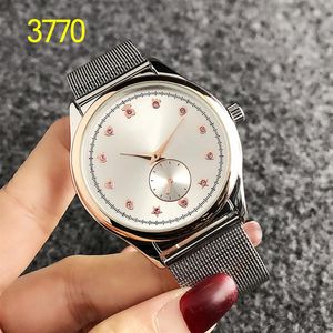New fashion high-end watch simple surface diamond-studded cartoon stainless steel mesh belt with two needles and a half quartz wat300k
