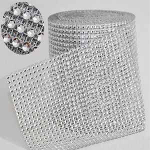 Rotolo da 10 yard 4 75 24 righe maglia diamantata artificiale metri avvolgere nastro di strass finiture in cristallo avvolgere nastro scintillante bling matrimonio De265F