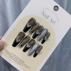 Falska naglar Handgjorda pärlpärl Oval Press On Nails - Akryl Fake Nails Caviar Art in Emmabeauty Store No.em1924 230715