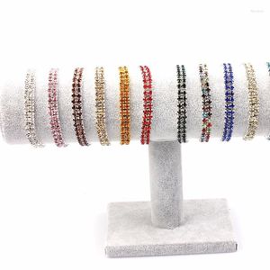 Link Bracelets QianBei 20PCS Fashion 2Rows Rhinestone Elastic Adjustable Mix Color Chain For Clothing DIY Sewing Accessories Free